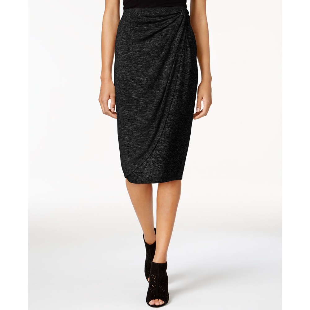 BAR III Draped Faux-Wrap Skirt